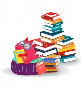 Deweyreadingonapillowinabookcastle